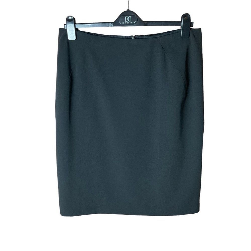 Franco Mirabelli Skirt Knee Length Black Lined 2 Back Slits Back Zipper Women 14